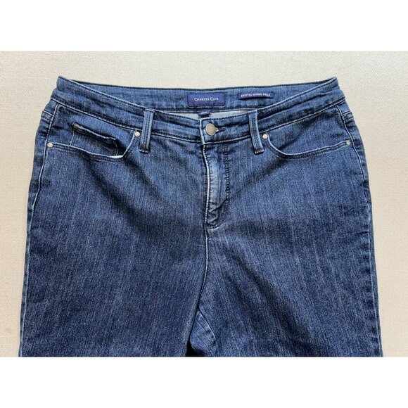 Charter Club Women's Bristol Skinny Ankle Jeans Embroidered Hem Sz 10 Blue Denim - Picture 5 of 11
